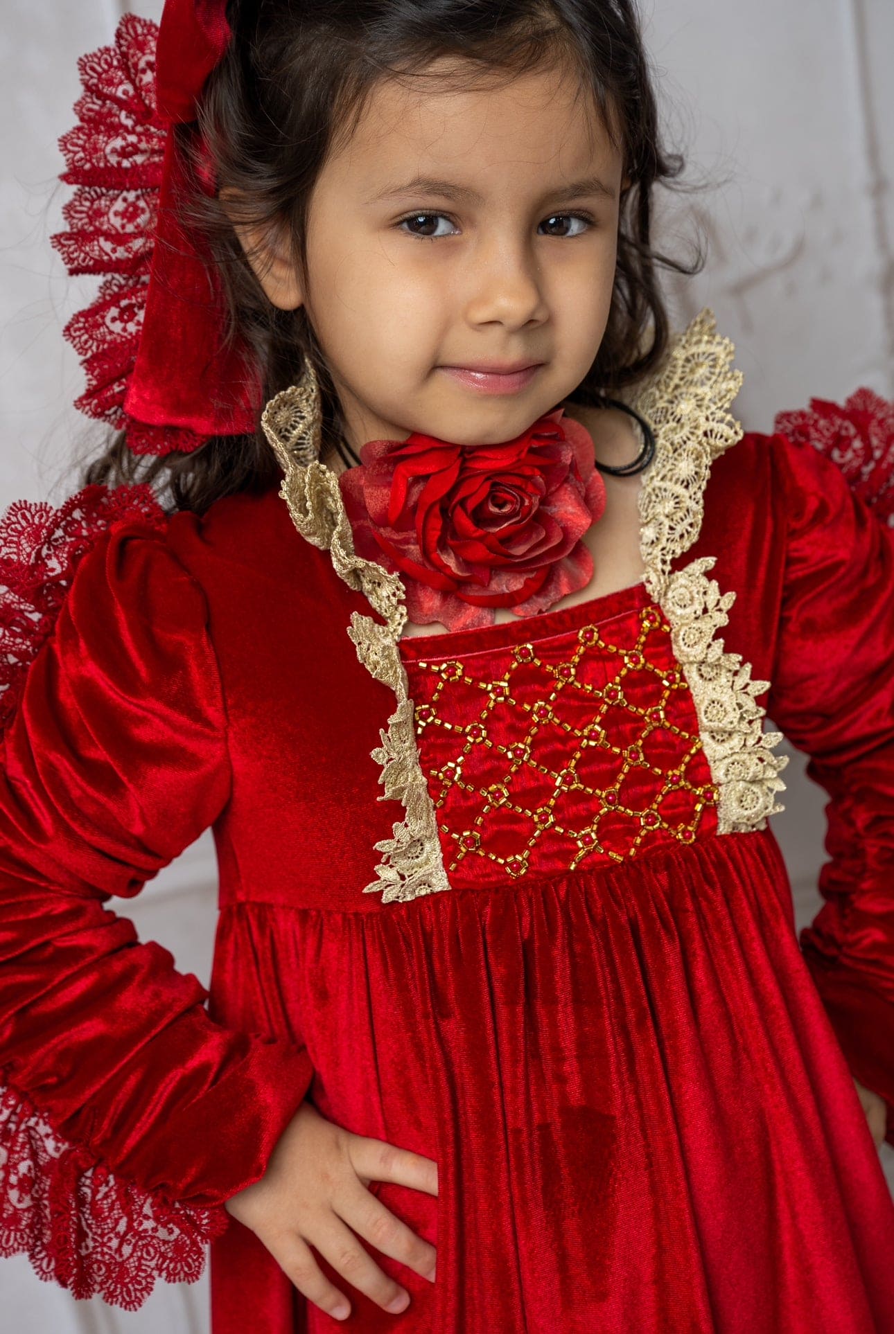 Victoria Red Velvet Dress - Image 9