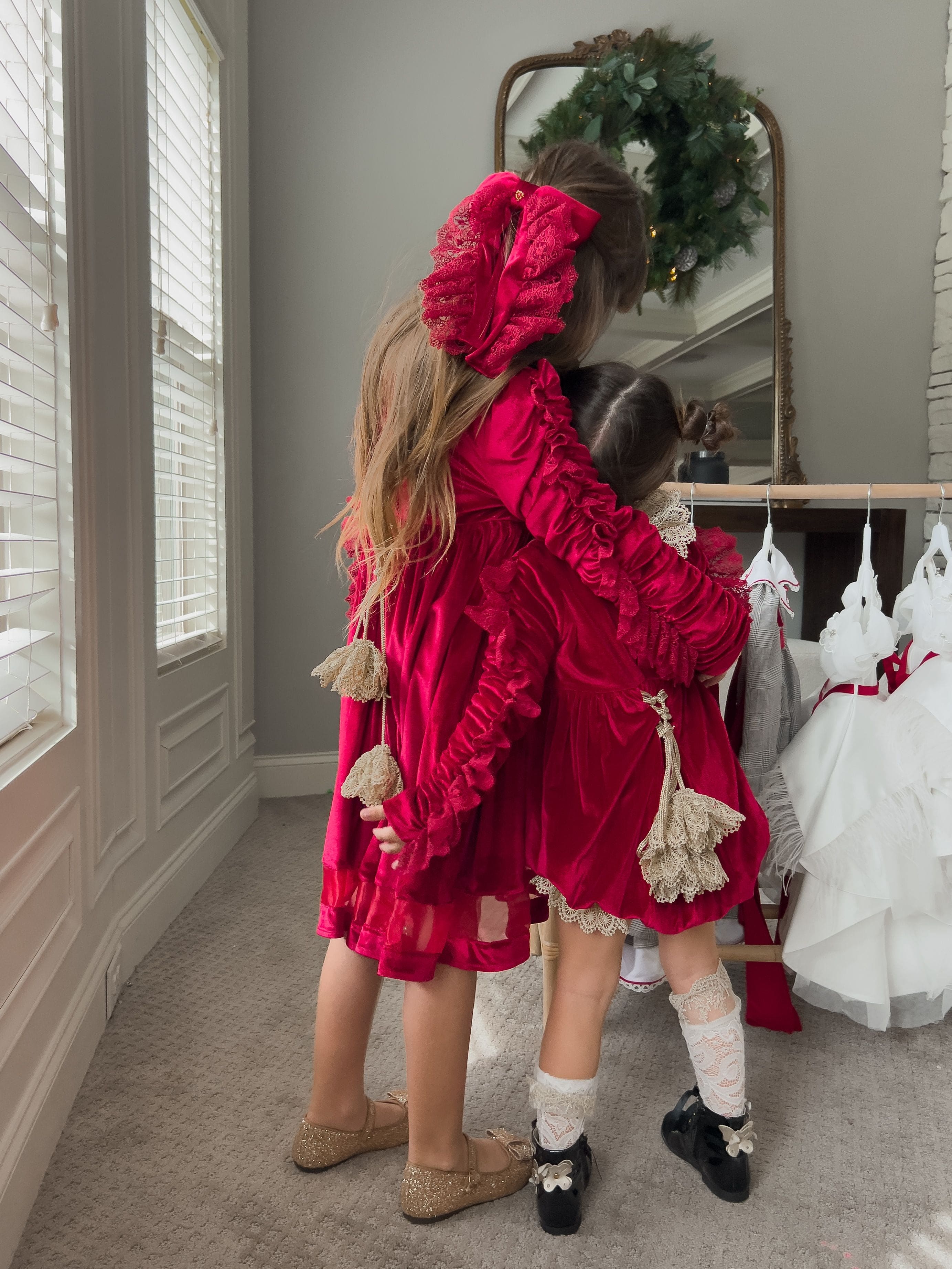 Victoria Red Velvet Hair Bow - Image 5