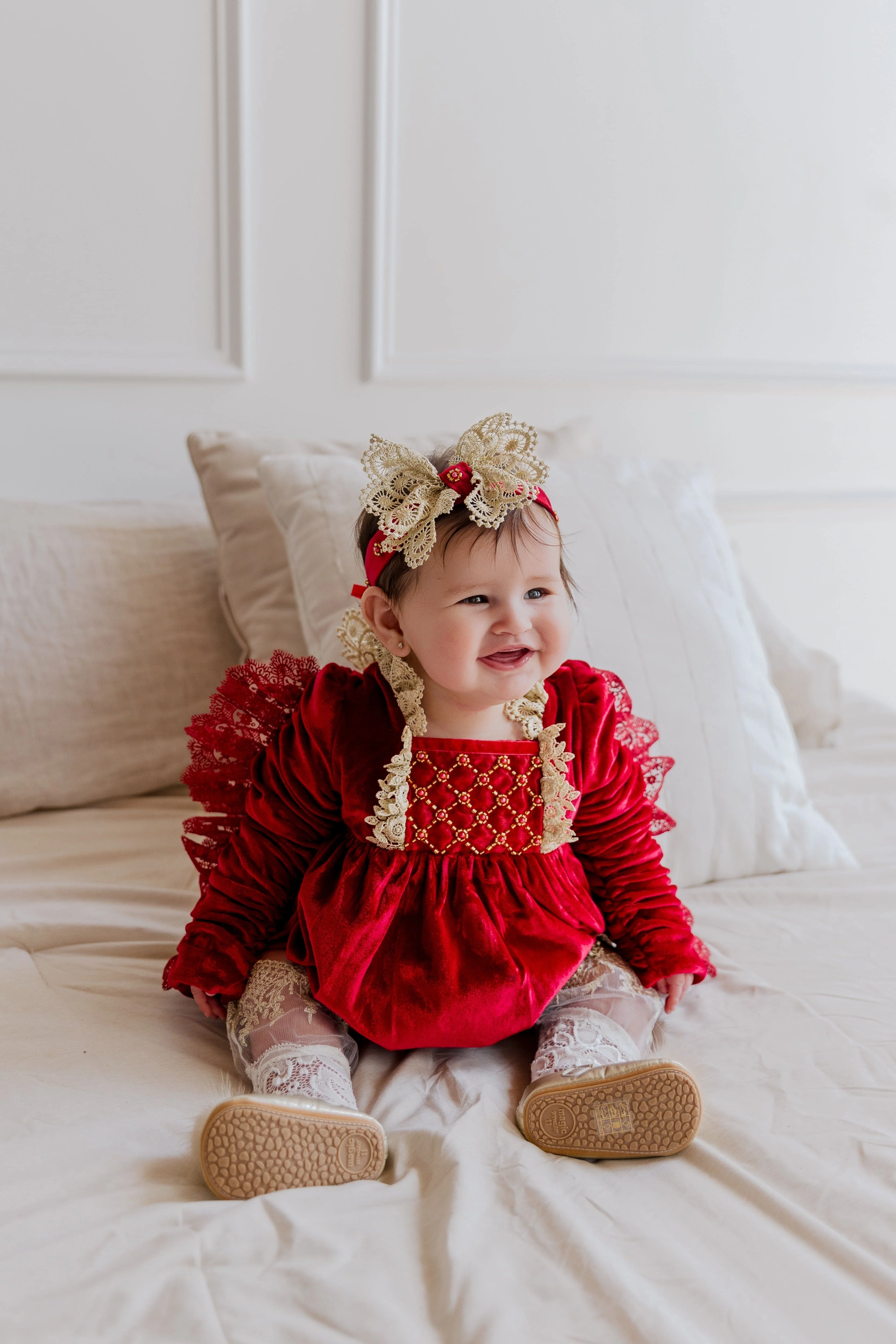 Victoria Red Velvet Romper - Image 3