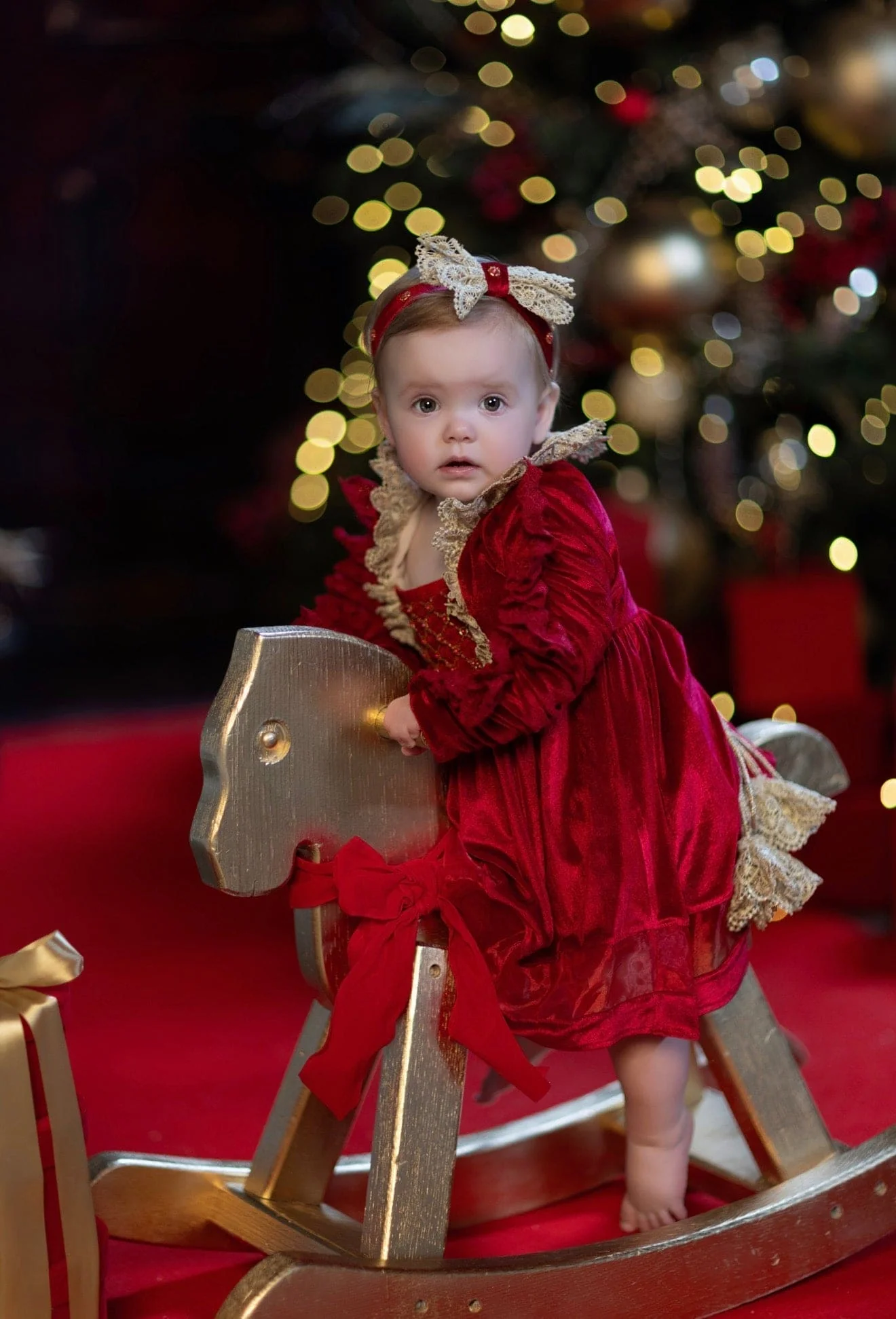 Victoria Red Velvet Dress - Image 10