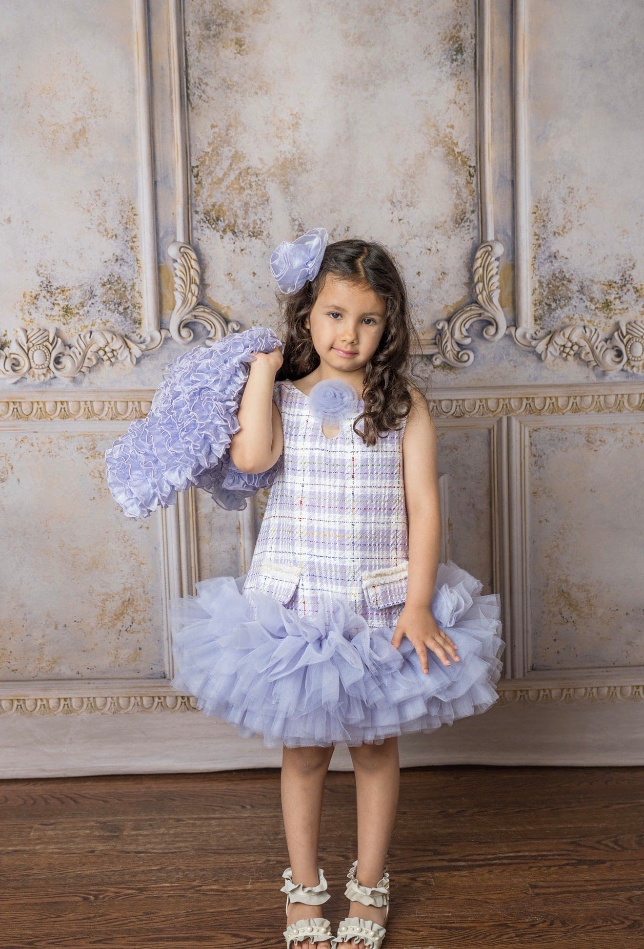 Violet Organza Flower Hair Clip - Image 2
