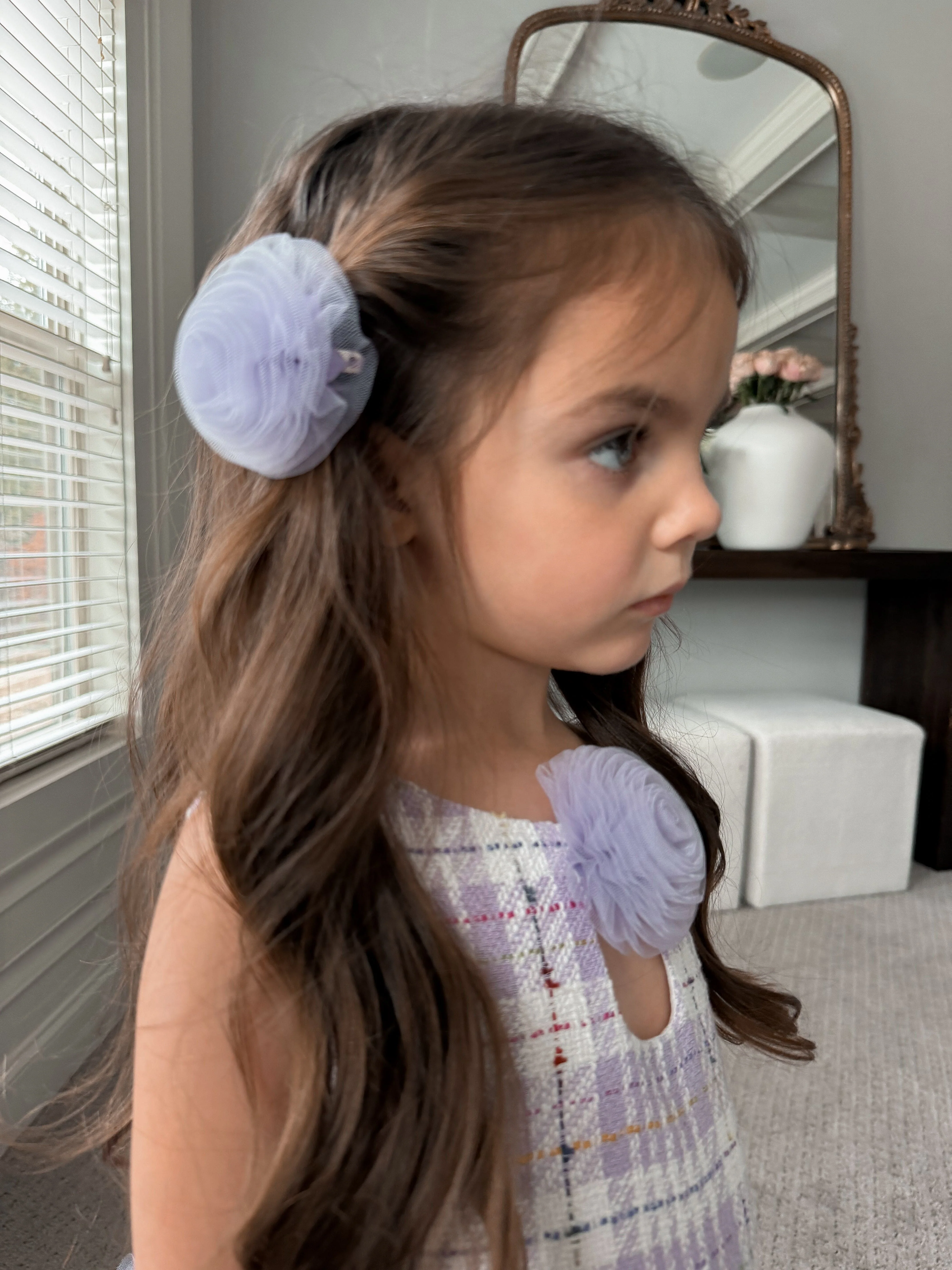 Violet Tulle Flower Hair Clip - Image 2