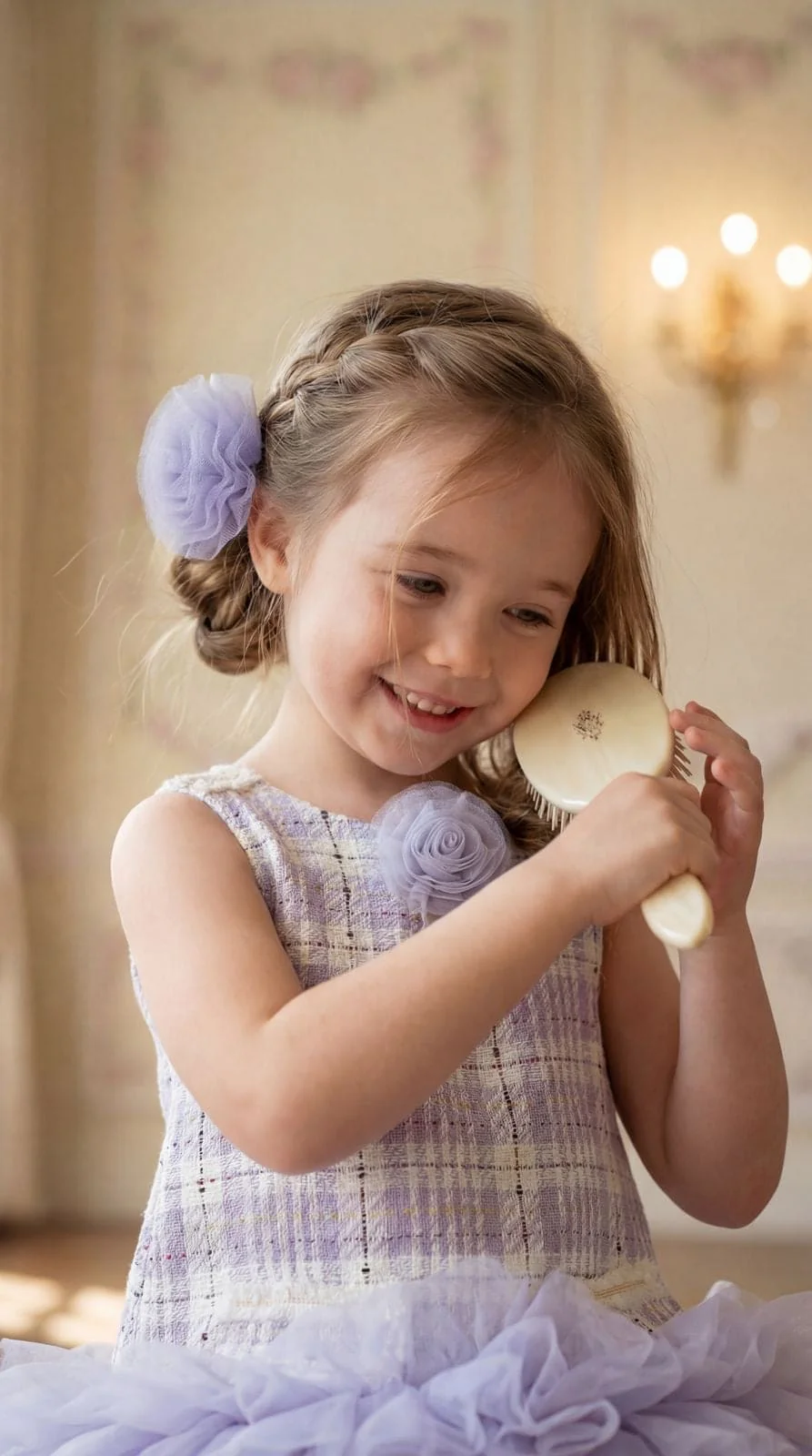 Violet Tulle Flower Hair Clip - Image 3