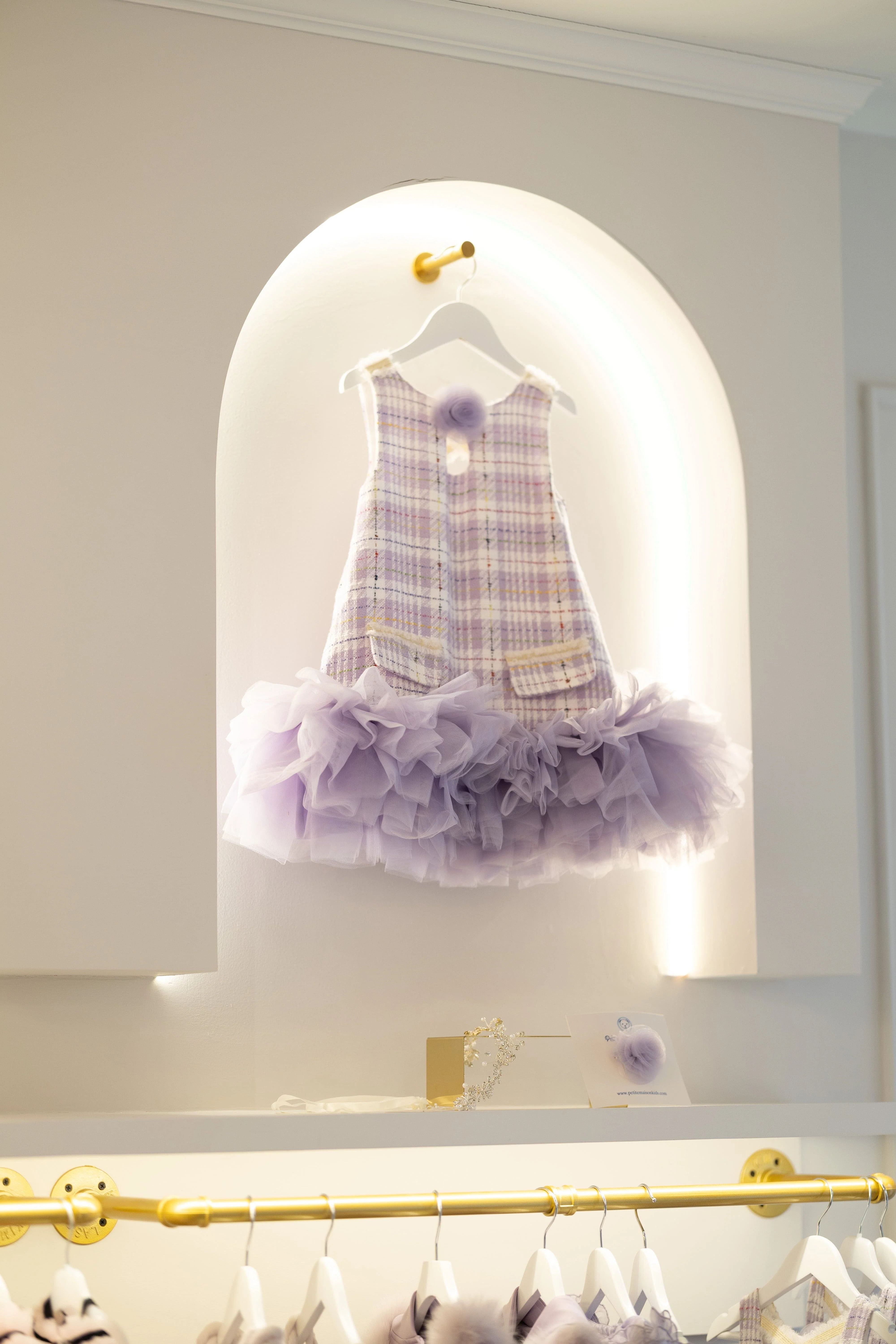 Violet Tweed and Tulle Dress - Image 11