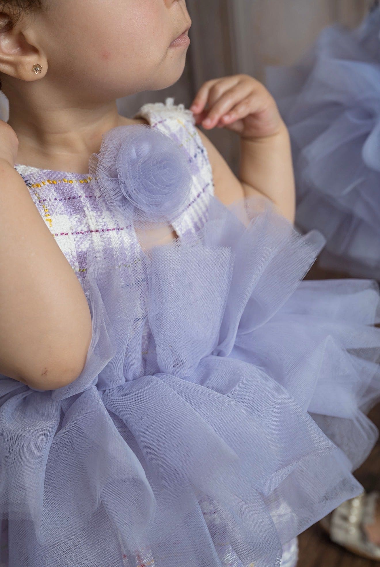 Violet Tweed and Tulle Romper - Image 3