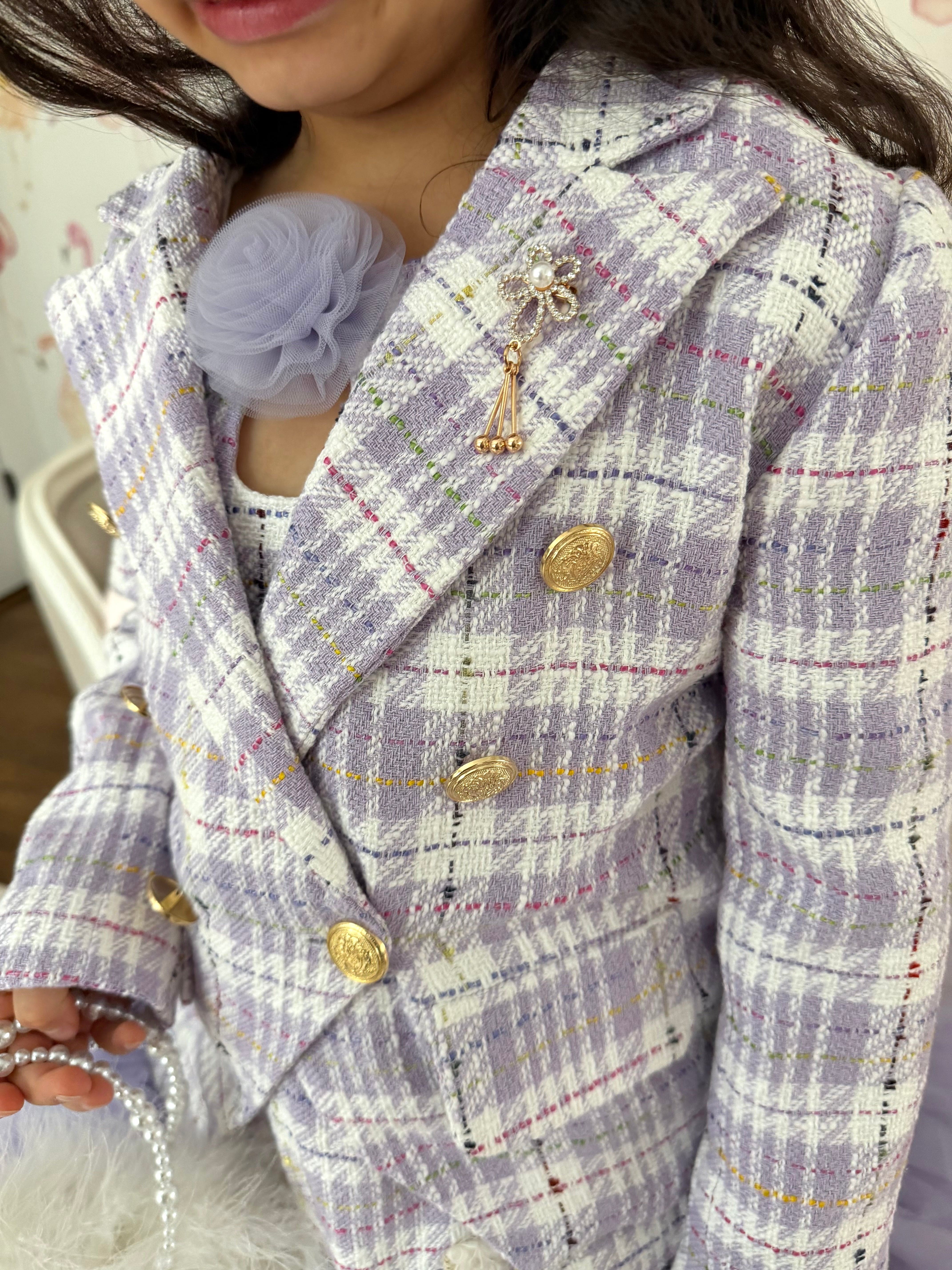Violet Tweed Girls Blazer - Image 3