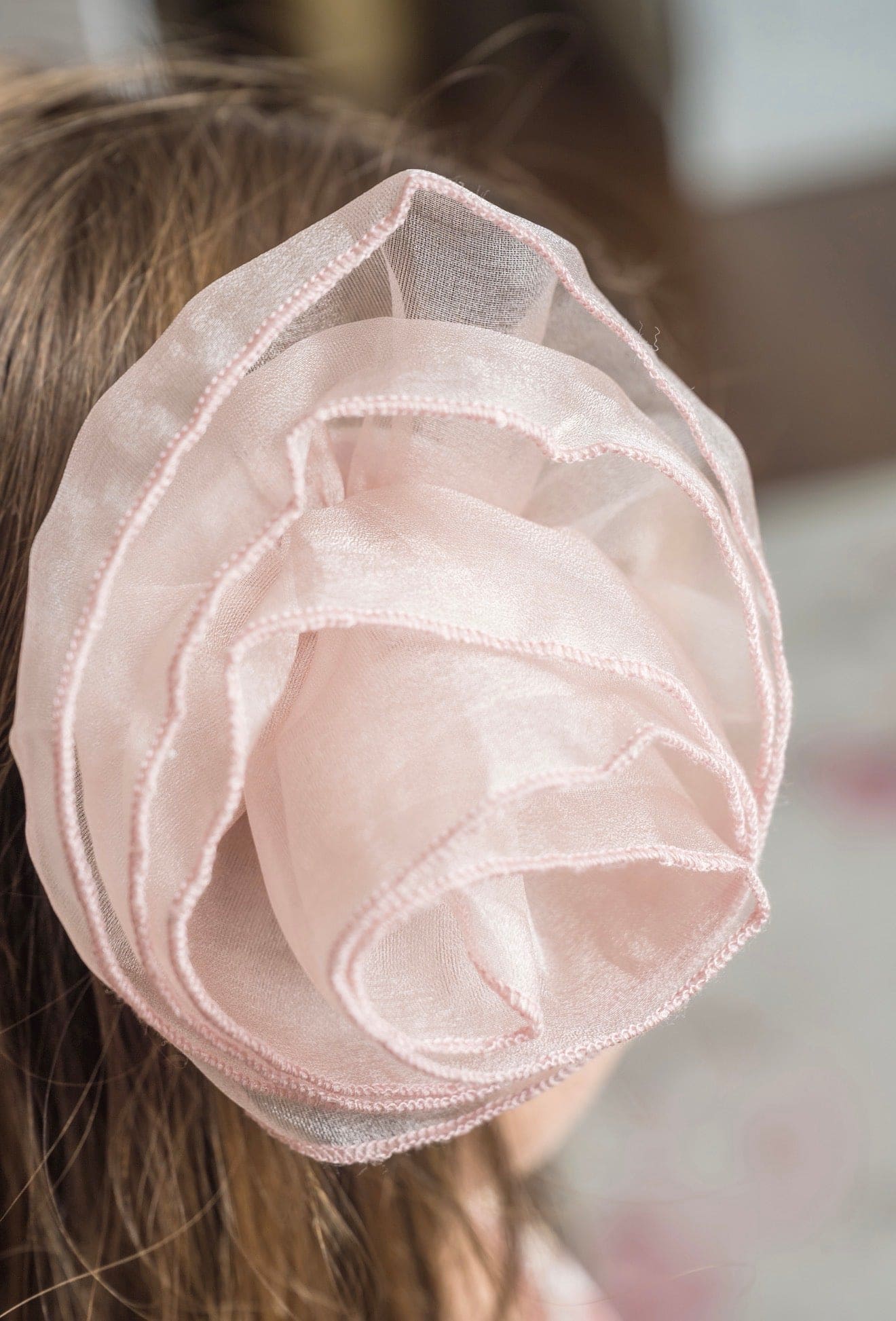 Vivian Dusty Pink Organza Flower Hair Clip - Image 4