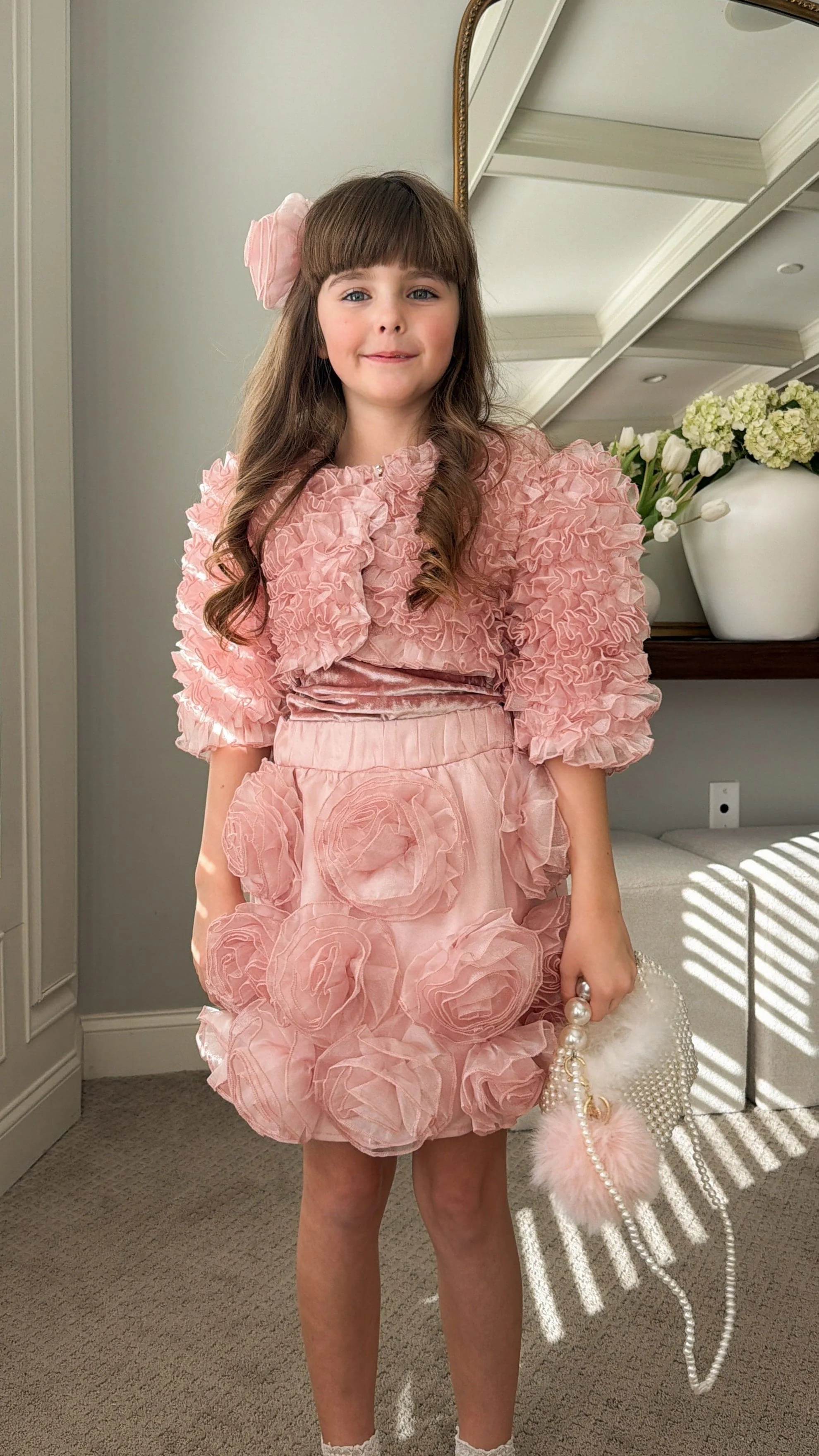 Vivian Dusty Pink Ruffle Organza Jacket - Image 8
