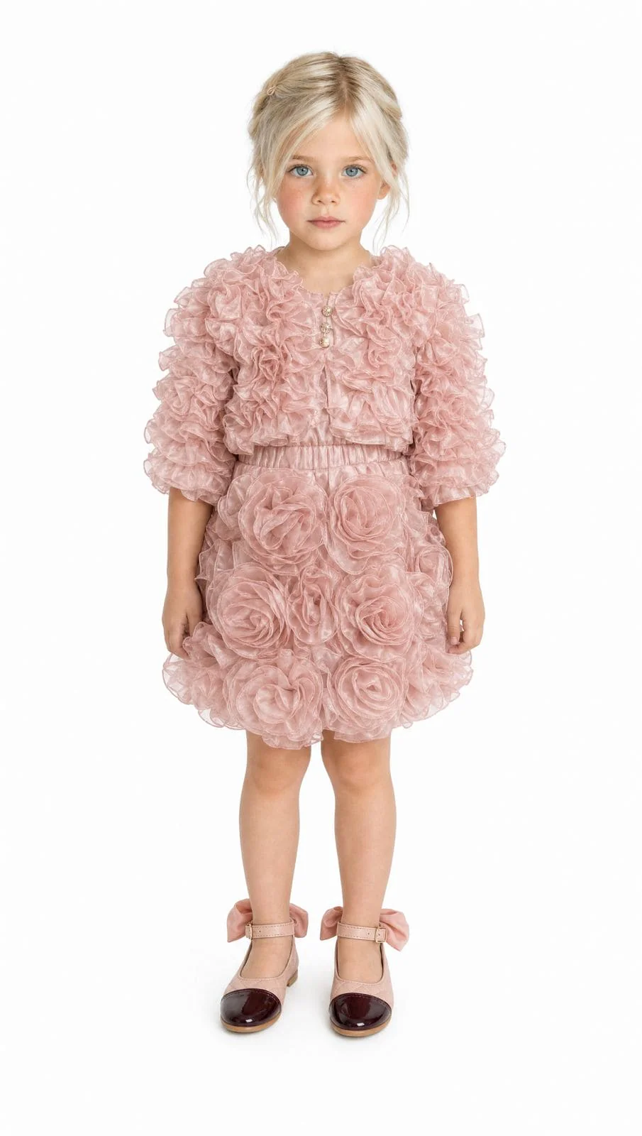 Vivian Dusty Pink Ruffle Organza Jacket - Image 2