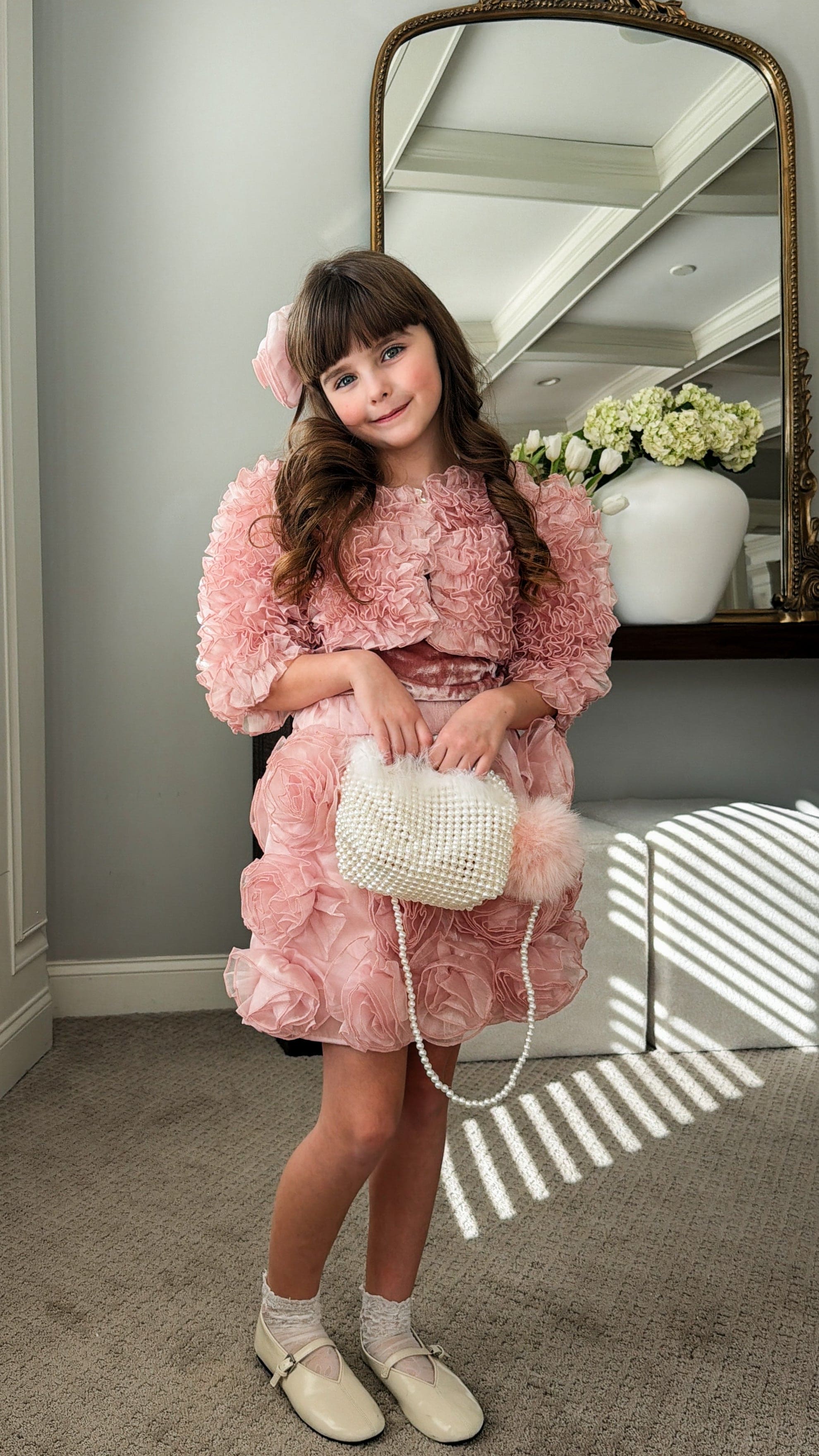 Vivian Dusty Pink Ruffle Organza Jacket - Image 11