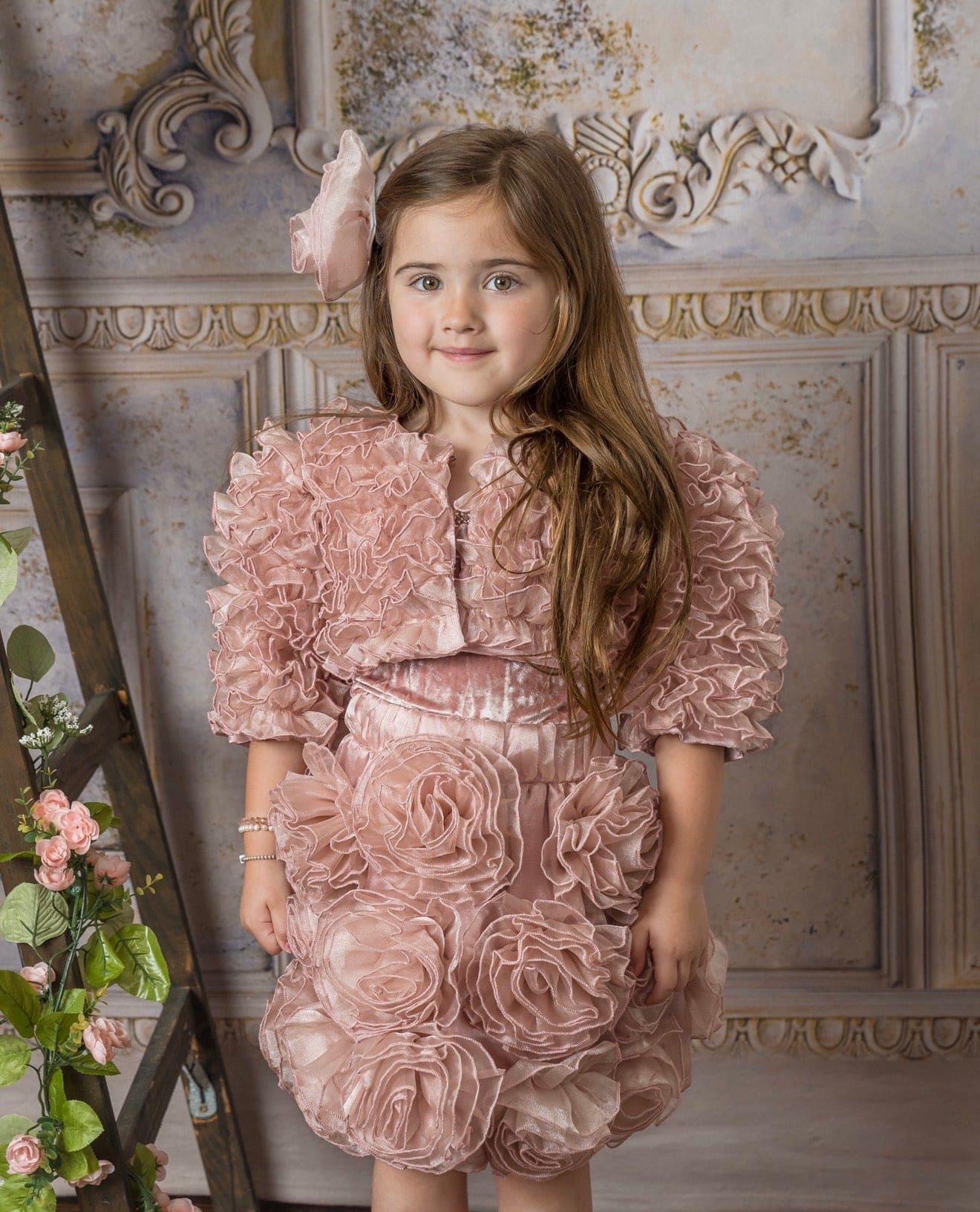 Vivian Dusty Pink Ruffle Organza Jacket - Image 6