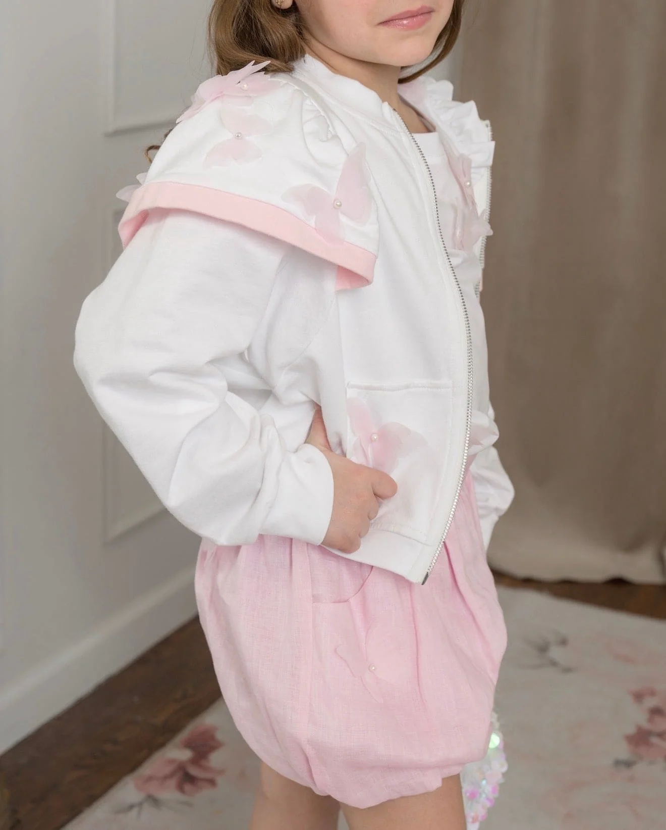 White Butterfly Cotton Jacket - Image 3