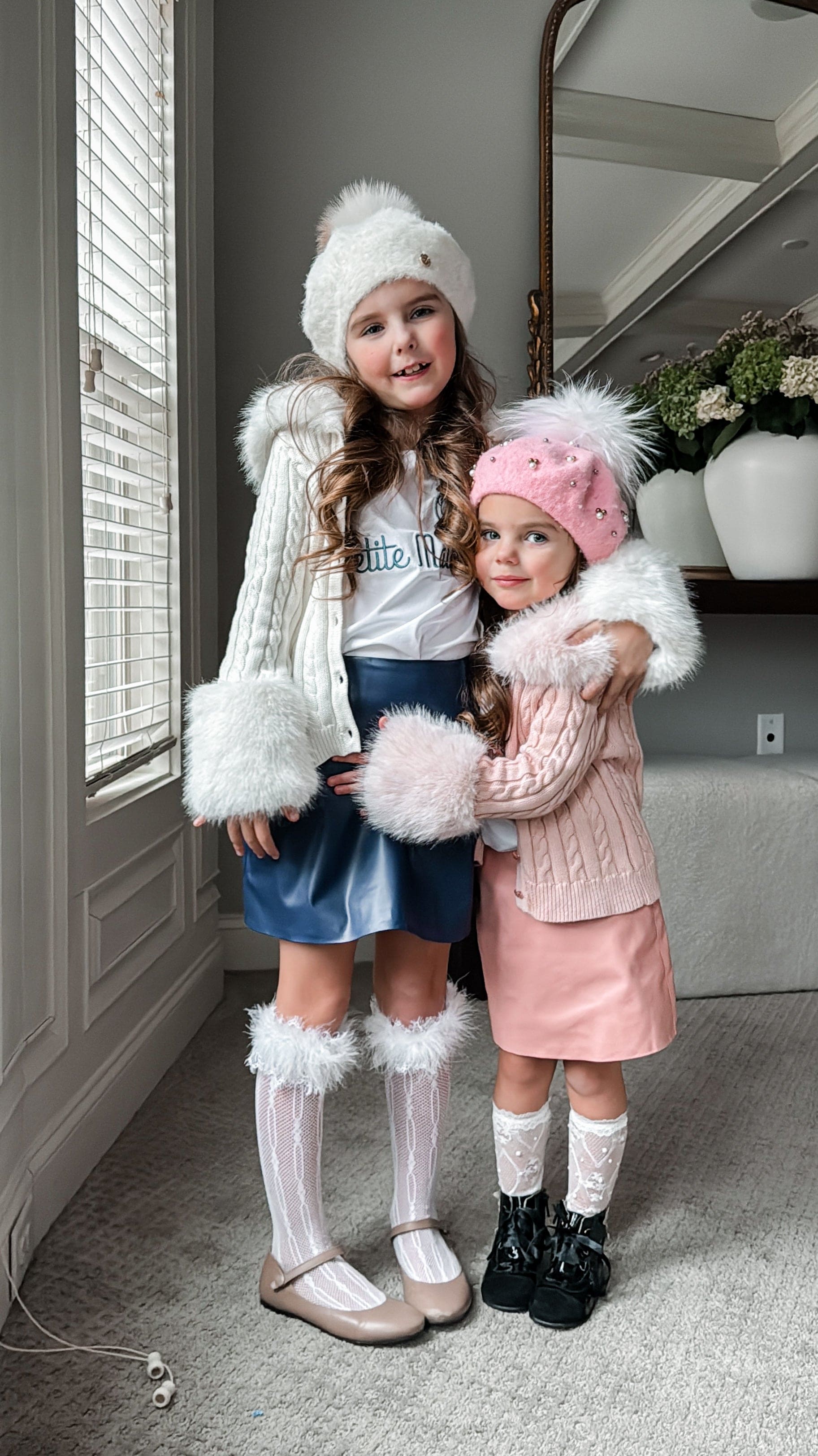 White Cableknit Faux Fur Cotton Cardigan - Image 7