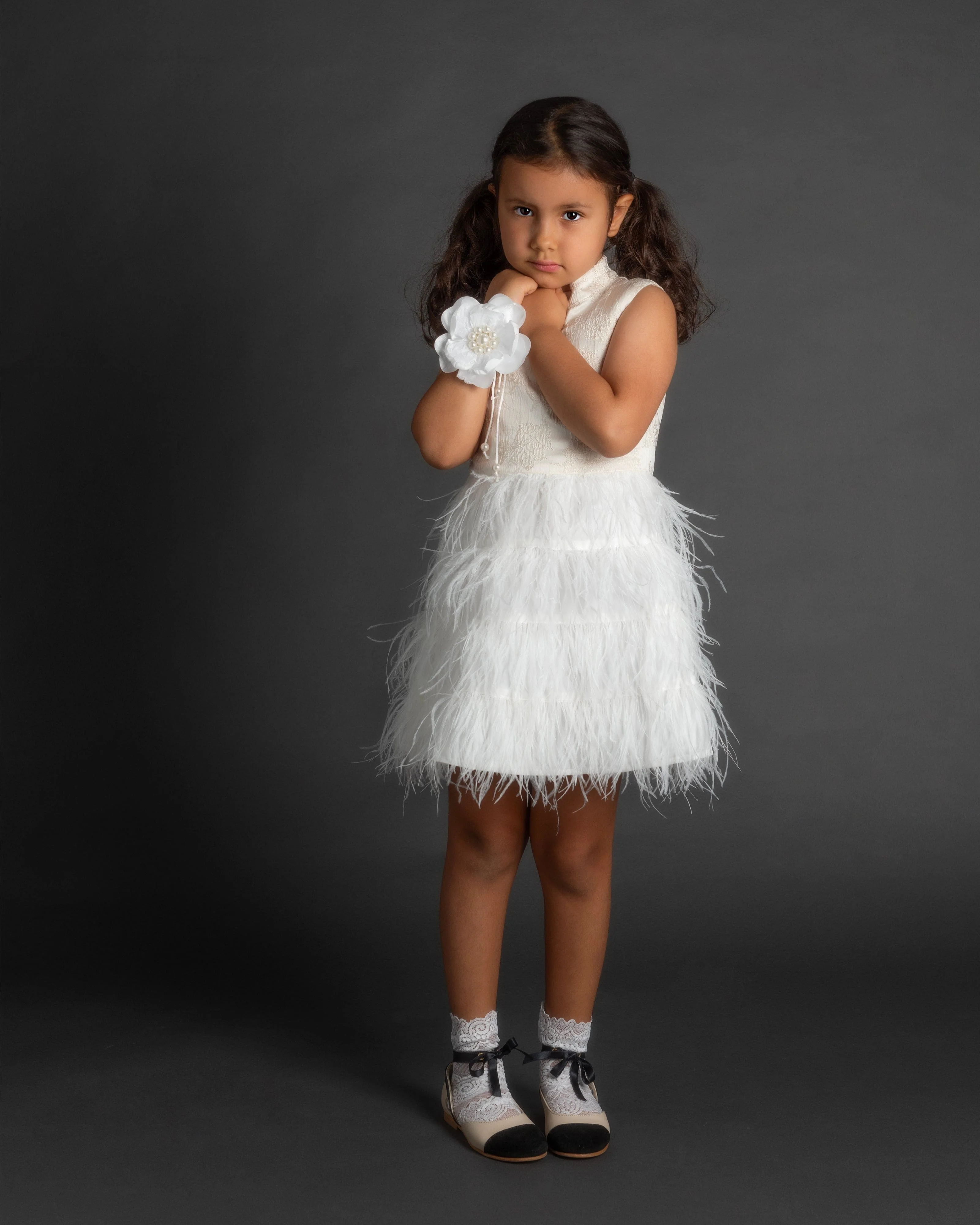 White Pearl Ceremony Flower Tie With Pearl Tassels - Image 3