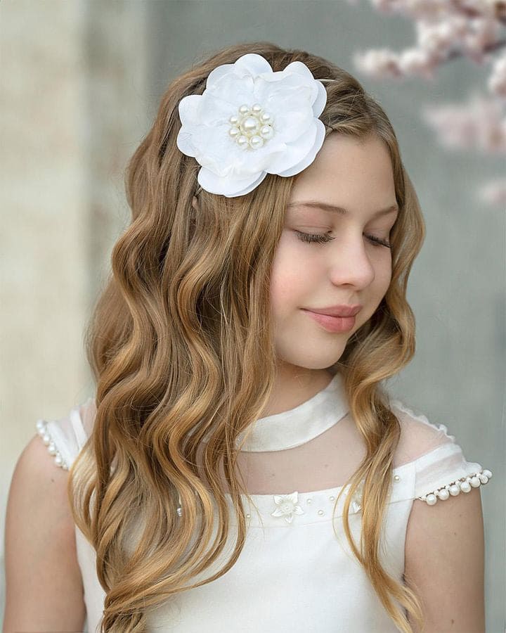 White Pearl Ceremony Flower Tie With Pearl Tassels - Image 4