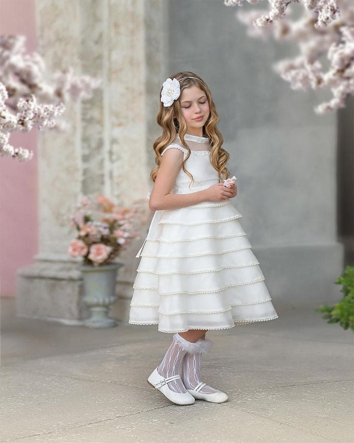 White Pearl Ceremony Flower Tie With Pearl Tassels - Image 5