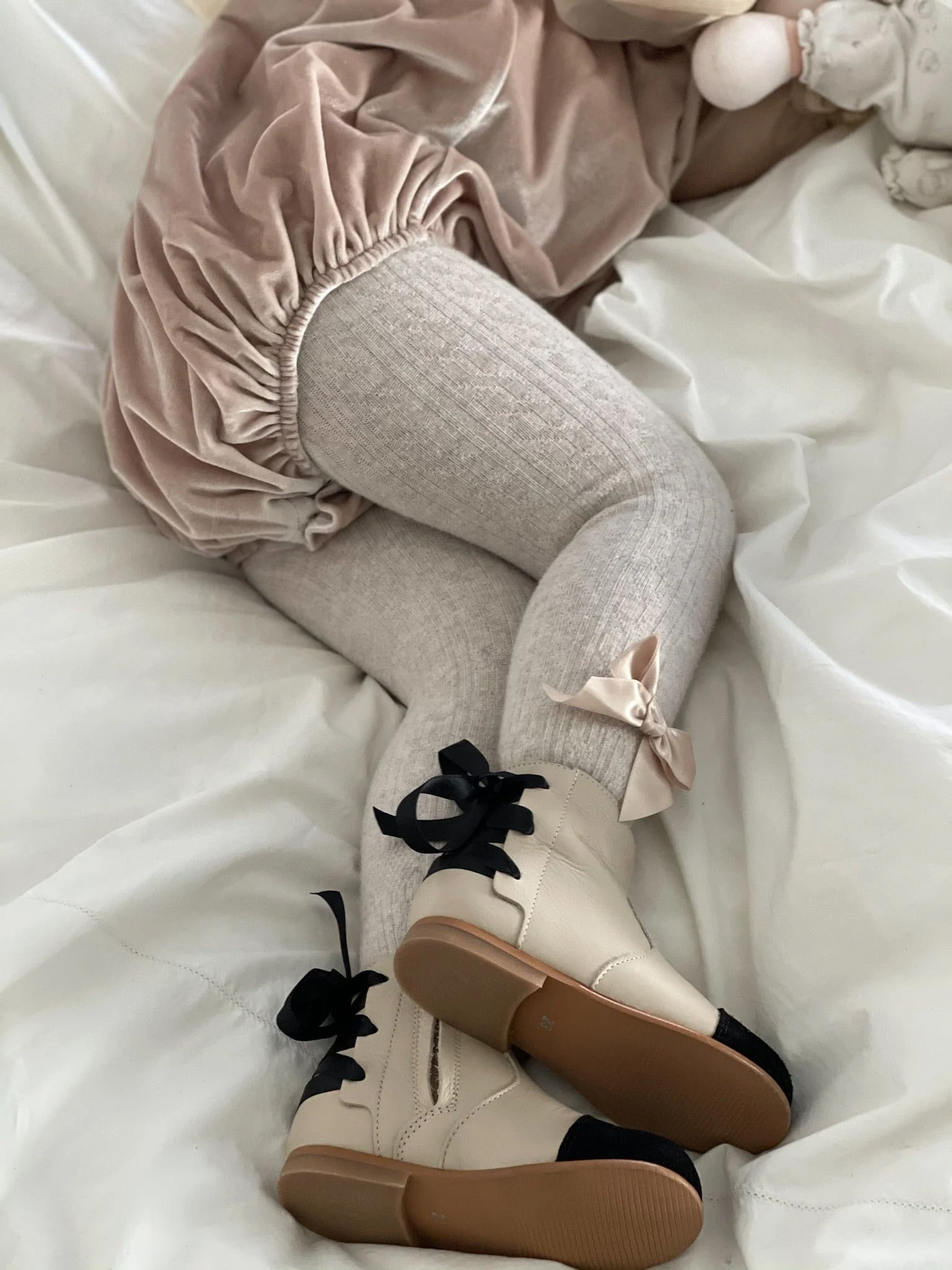 Zoe Beige and Black Leather Boots - Image 15