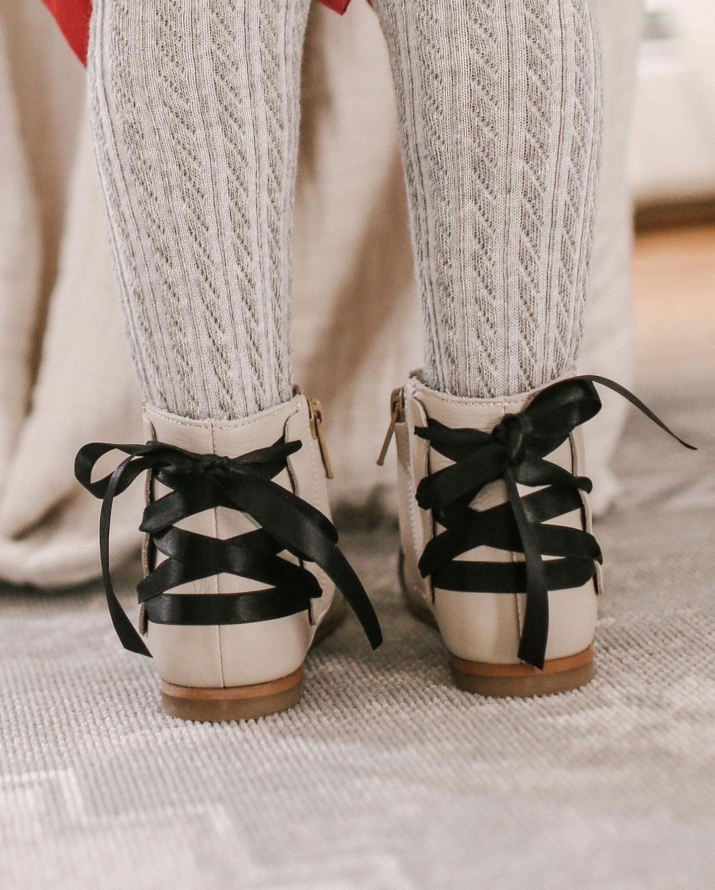Zoe Beige and Black Leather Boots - Image 3