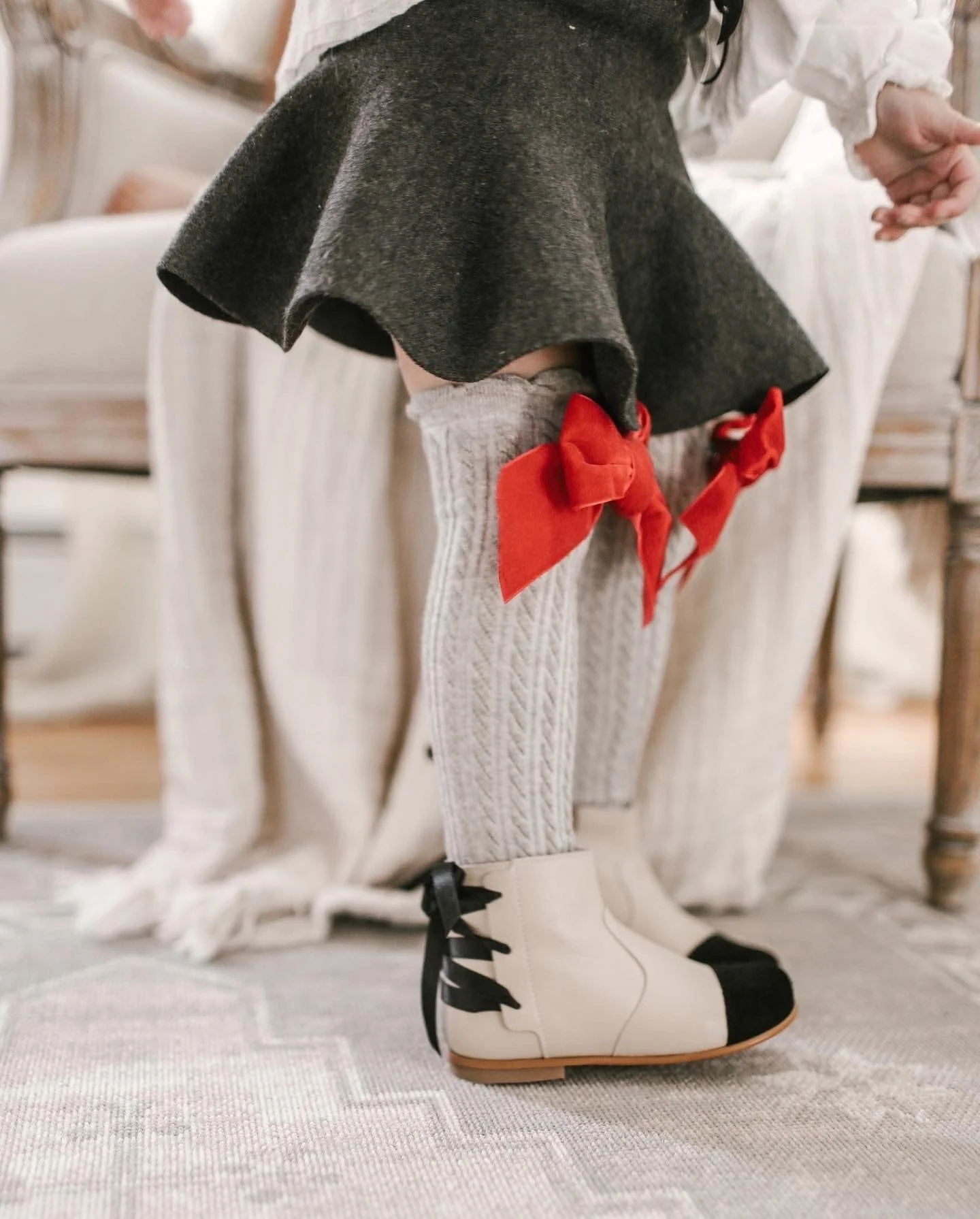 Zoe Beige and Black Leather Boots - Image 7